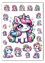 Lade das Bild in den Galerie-Viewer, DIN A3 Aufbügel Sticker - Einhörner Set 2