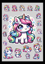 Lade das Bild in den Galerie-Viewer, DIN A3 Aufbügel Sticker - Einhörner Set 2