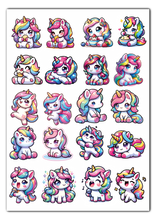 Lade das Bild in den Galerie-Viewer, DIN A3 Aufbügel Sticker - Einhörner Set 1