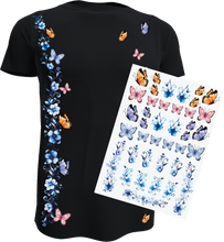 Lade das Bild in den Galerie-Viewer, DIN A3 Aufbügel Sticker - Set Schmetterlinge und Blumen