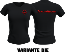 Lade das Bild in den Galerie-Viewer, derWolfpack Shirt female / Logo klein + Schriftzug Rücken / 3 Varianten
