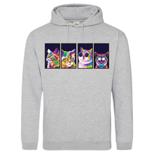 Lade das Bild in den Galerie-Viewer, Grauer Hoodie mit Katzen Pop Art