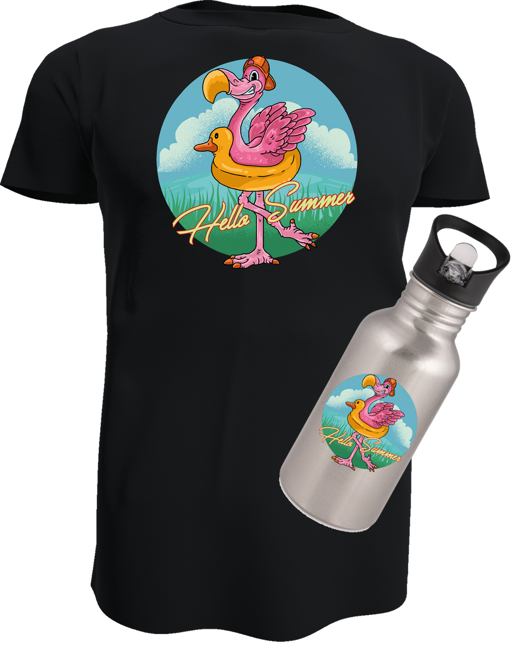 Summer Bundle Shirt + Edelstahltrinkflasche (auch mit Wunschaufdruck)