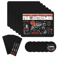 Lade das Bild in den Galerie-Viewer, Tischset mit hübscher Menükarte / rot-weiß