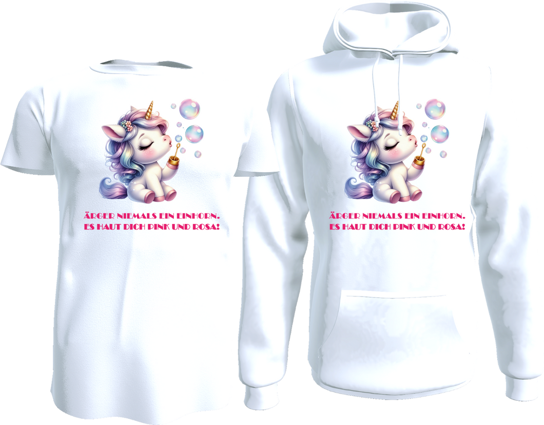 Shirt oder Hoodie - Süßes Einhorn / weiß