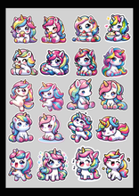 Lade das Bild in den Galerie-Viewer, DIN A3 Aufbügel Sticker - Einhörner Set 1
