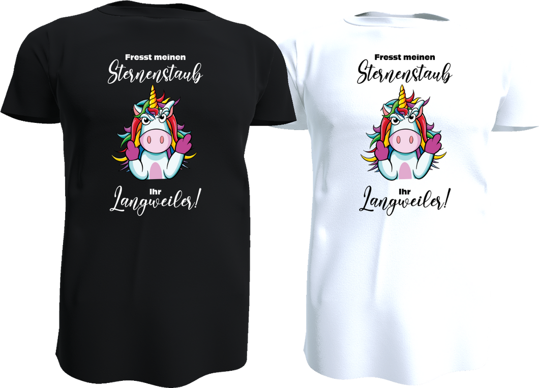 Mittelfinger Einhorn Shirt / schwarz oder weiß