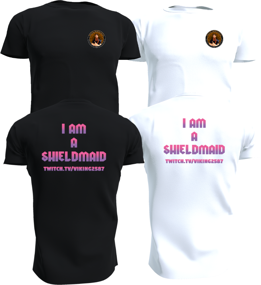 Das Viking2587 Shirt / Shieldmaid/ vorne klein / Schriftzug abwählbar / rosa / schwarz oder weiß