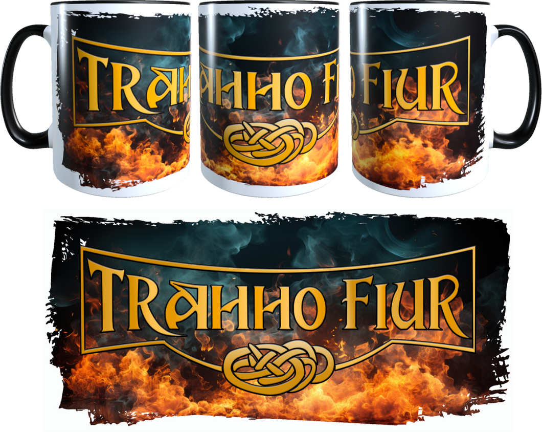 Die Trahho Fiur Tasse Schriftzug / mit Hintergrund