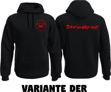 Lade das Bild in den Galerie-Viewer, derWolfpack Hoodie / Logo klein + Schriftzug Rücken / 4 Varianten
