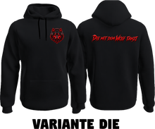 Lade das Bild in den Galerie-Viewer, derWolfpack Hoodie / Logo klein + Schriftzug Rücken / 4 Varianten
