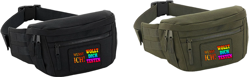 Die FateTheGrizzly Gürteltasche inkl. Patch / wollt Dich testen / schwarz oder olive